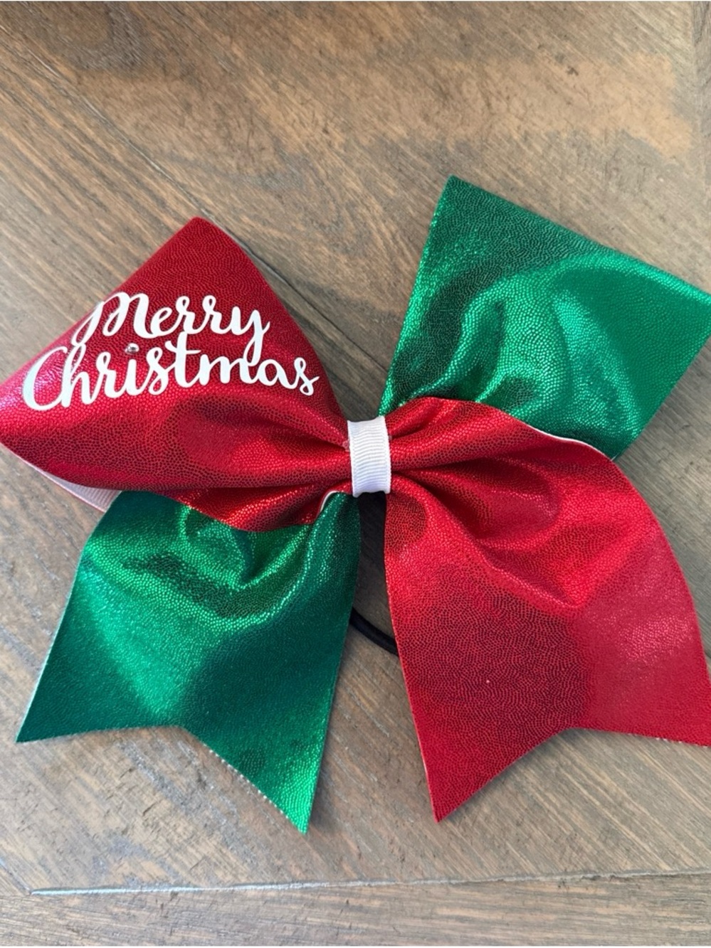 Holiday Sparkle 'Merry Christmas' Red & Green Hair Bow